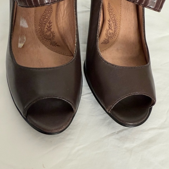 Sofft Since 1997 Women’s Mary Jane Peep-Toe Mid Heel Brown Shoes Size 8M VTG - Picture 4 of 14